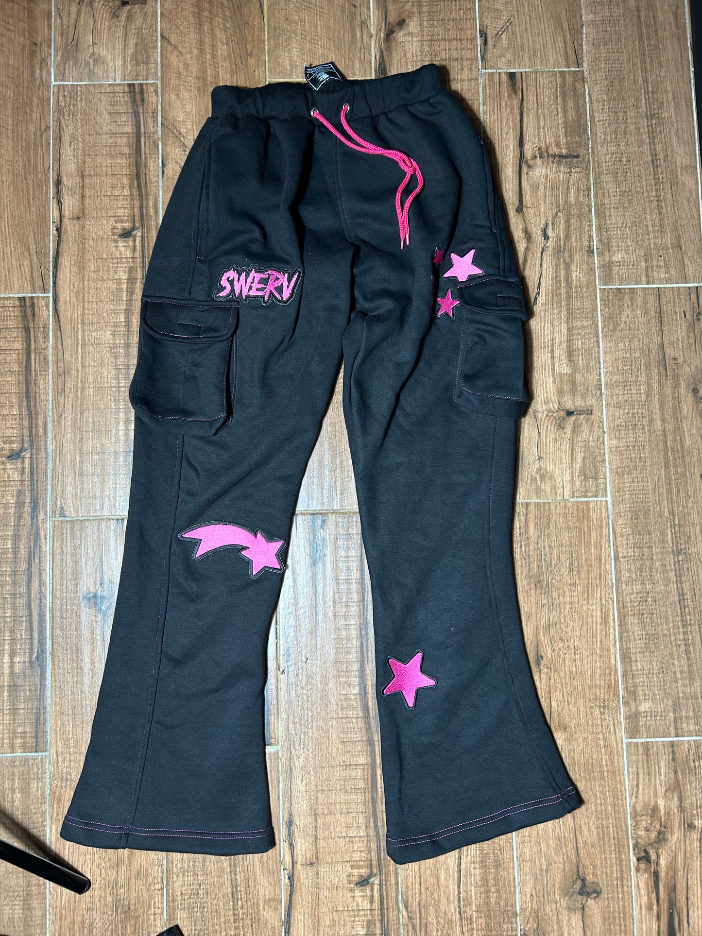 SWERV PINK CROPPED JACKET FLARE SWEATS