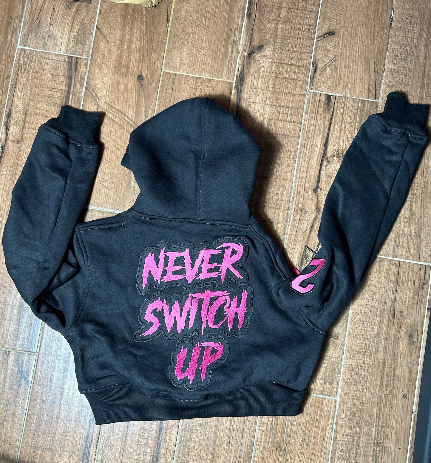 SWERV PINK CROPPED JACKET FLARE SWEATS